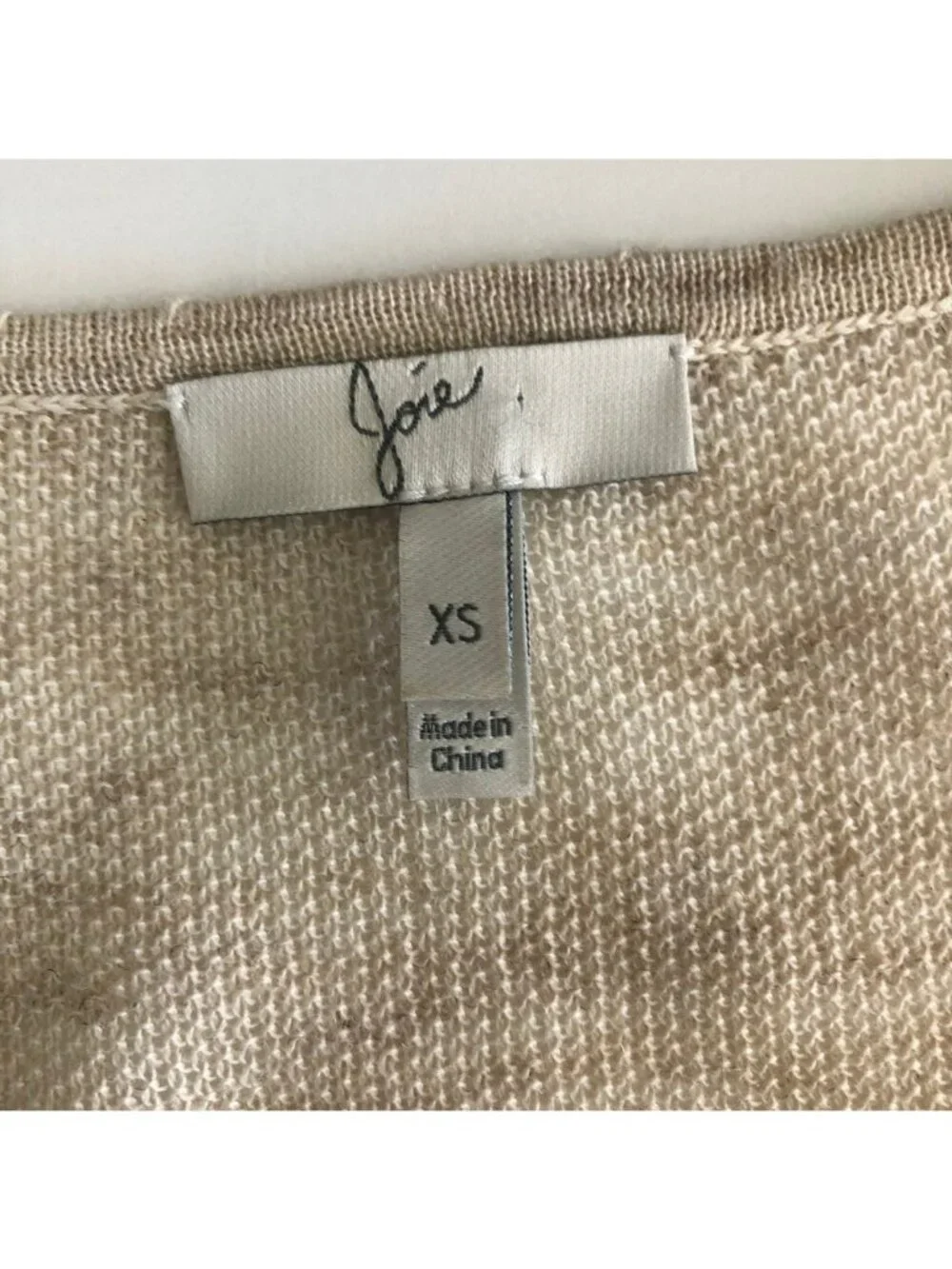 Joie Annalie Linen Blend Fringe Sweater Size XS Beige